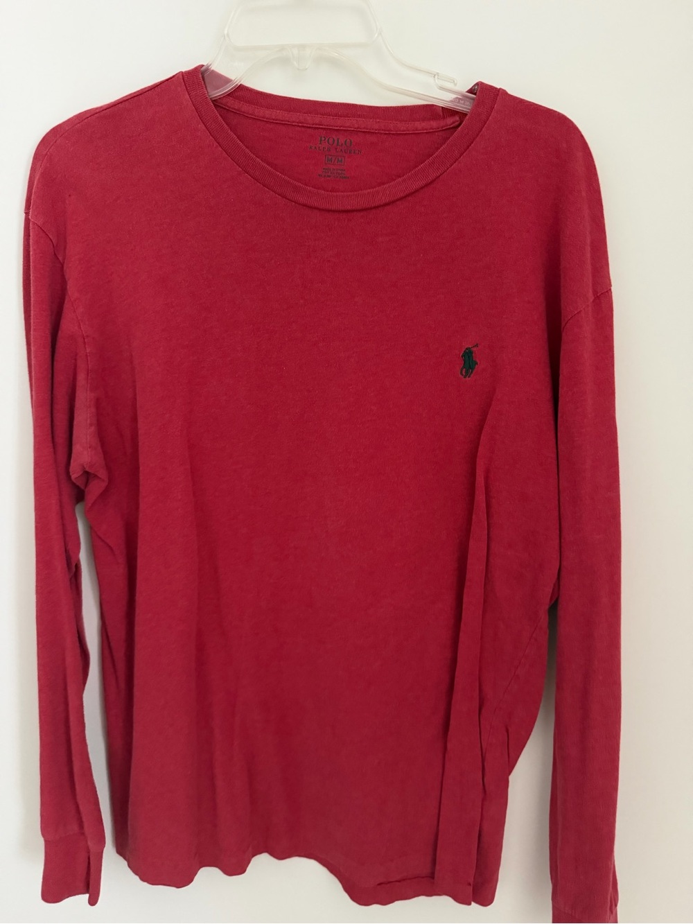 POLO RALPH LAUREN - Red Long-Sleeve Crewneck Shirt - Men’s Medium